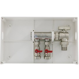 Kingbull 2 Way Distribution Water Manifold Outlet Branches Air Flow Pump Tubing Thread 2 Positions Inline Quick Adapter Air Hose Manifold Underfloor Heating System Distributor Close