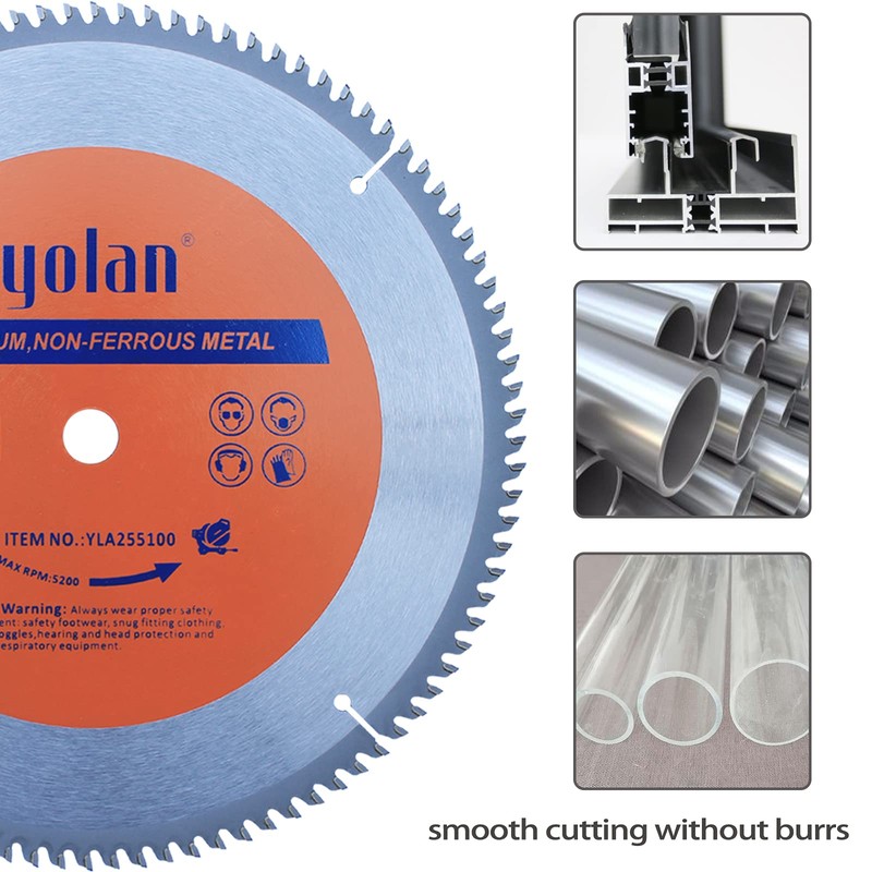 Yolan 10-Inch Aluminum Cutting Circular Saw Blade, 100T Carbide Tipped