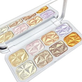 SUMEITANG 8 Colors Highlighter Palette Face Contour Shiny Glow Highlighters Facial Contouring Bronzer Highlighter Illuminator Pearlescent Glitter Powder High Gloss Natural Shimmer Sparkle Makeup Plate