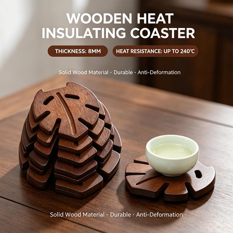 7-Piece Tree Trivet Set with Storage Stand for Hot Dishes,