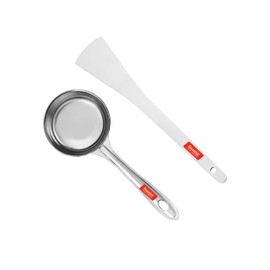 Sumeet Stainless Steel Perfect Dosa Making Spoon/Ladle Set of 2 Pcs (1 Turner, 1 Short Pour Ladle with Flat Base)