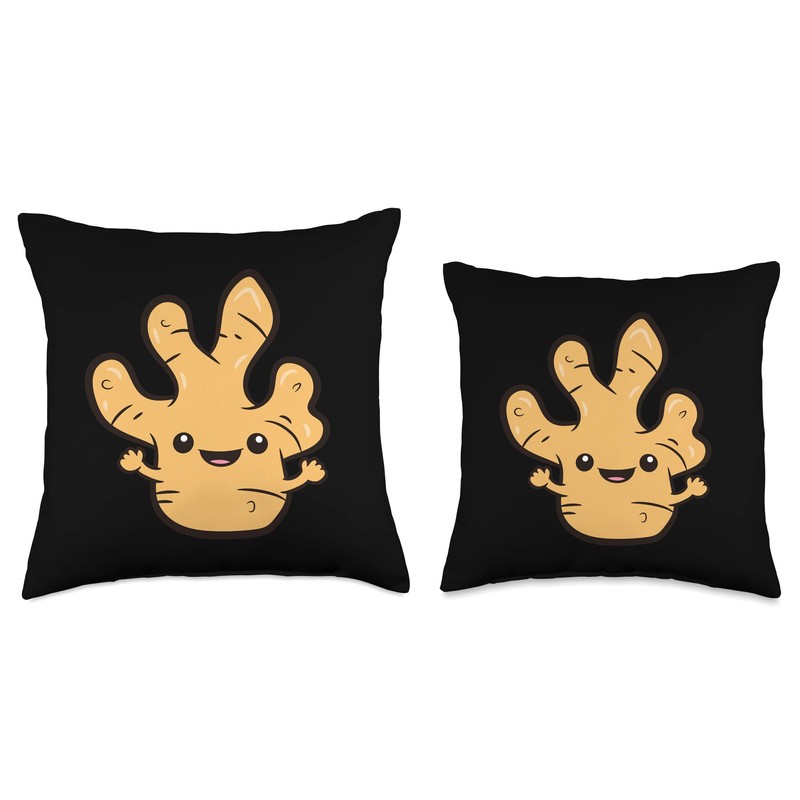 Ginger Lover Kawaii Ginger Root Vegetable Love Ginger Throw Pillow