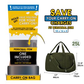 Narwey Personal Item Travel Bag for Airplane Small Travel Duffle Bag Underseat Carry on Luggage for Airplanes Small Gym Bag Hospital Bag for Women and Men (Army Green)