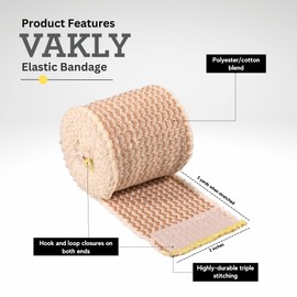 Vakly Elastic Bandage Wrap Rolls with Self-Closure [Pack of 10] Premium 2 Inch Bandages Comfort Athletic Compression Roll, 5 Yards Stretched for Customized First Aid Compression on Knee, Ankle & Wrist