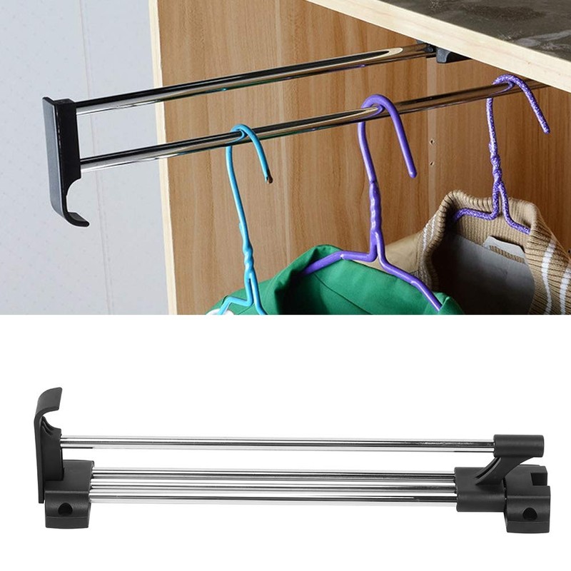 Flexible Wardrobe Clothing Rail, Clothes Hanging Poles, Pull Out Closet