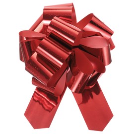 MECCANIXITY 10pcs 6 Inch Metallic Large Big Pull Bow Glitter Gift Wrapping Bows Ribbon for Wedding Car Baskets Presents Christmas Bow, Red