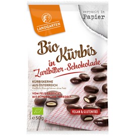 Landgarten | Vegane geröstete Kürbiskerne umhüllt von Zartbitterschokolade | 1er Pack (50g)