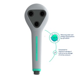 gjosa GS3 Curve Water-Saving showerhead | Jet-Fusion Technology Eco-Friendly showerhead Energy-Saving showerhead | High-Pressure Advanced Swiss Technology Handheld Shower Soft Touch Cool Grey