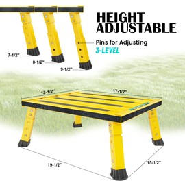 Marudina Large Platform RV Step with Cloth Cover and Anti-Slip Surface, 3-Level Adjustable Height, Light Aluminum Folding Step Stool, Supports Up to 1,000 lb - Ideal for RV and Multi-Use Scenarios