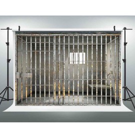 EOA 7(W) x5(H) FT Prison Jail Bars Backdrop Murder Party Crime Police Mugshot Cell Photography Background Birthday Events Decoration Kids Adults Funny Photoshot Props YouTube Studio