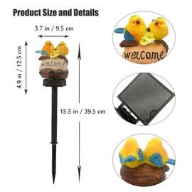 Gosyfeti Garden Solar Light with Stake Outdoor Decor, Resin Bird Couple Figurine Lamp, Waterproof Outside Lighting for Porch Patio Yard Lawn, Walkway Decoration, Housewarming Gifts
