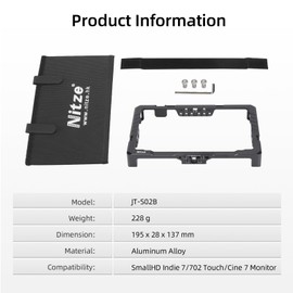 Nitze Cage for SmallHD Cine 7/ Indie 7/702 Touch 7" Monitor with Sunhood - JT-S02B
