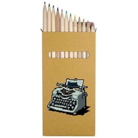 Azeeda 12 x 'Vintage Typewriter Pixel Art' Long 178mm Coloured Pencils/Pencil Set (PE00061391)