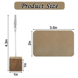 20PCS Table Number Holders Set, Wooden Place Card Holders with Metal Alligator Clips, Picture Holders with Clips, Blank Kraft Business Cards for Office, School, Greeting, Memo（20 Holders + 20 Cards）