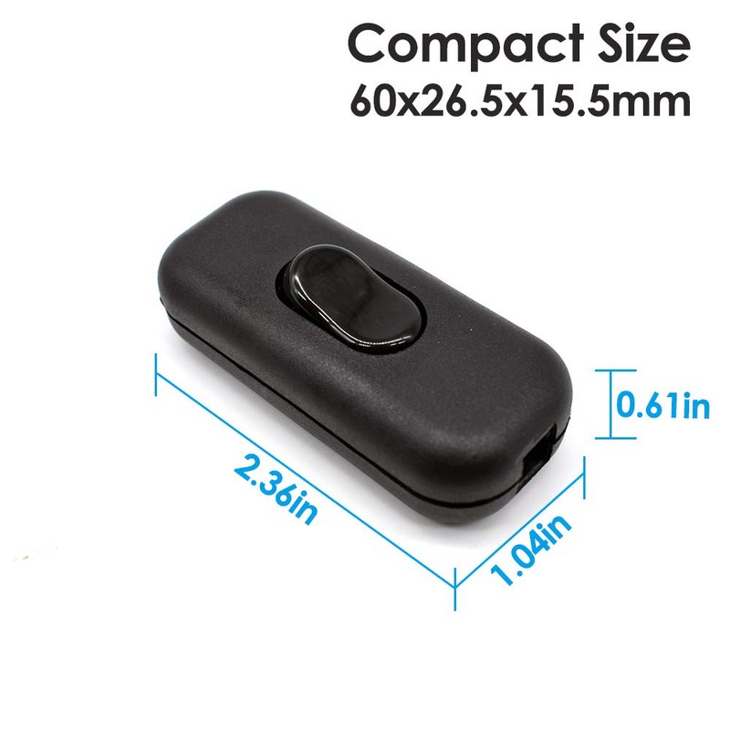 Inline Cord Switch, PLUSPOE 2-Pack On-Off DPST Control Lamp Switch
