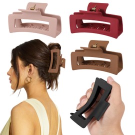4 PCS Silicone Flexible Hair Claw Clips for Women, 2025 Cloud Clips, 4 Inch Extra Large Claw Clips, Jumbo Claws clips for Thick Curly Hair, Unsnappable Flexible Non-slip Rectangle, All-Day Comfort