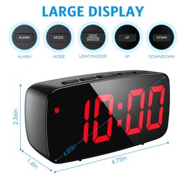 Upgraded Ankilo Digital Alarm Clock, Electronic Desktop LED Clock with Temperature Display, Adjustable Brightness, Voice Control, Night Mode, 12/24H Display for Home, Bedroom, Office Kids, Red