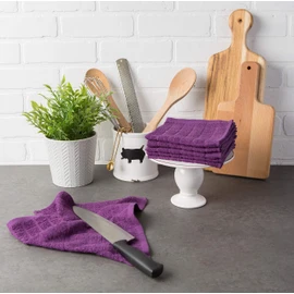 DII Basic Terry Collection Solid Windowpane Dishcloth Set, 12x12, Eggplant, 6 Piece