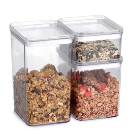 Zeller 14739 Storage Container Set, 3 Pieces, Plastic, Transparent, Approx. 500 ml, 1100 ml, 1650 ml, 12.8 x 10.4 x 6.3, 12.8 x 10.4 x 12.5, 12.8 x 10.4 x 18.5