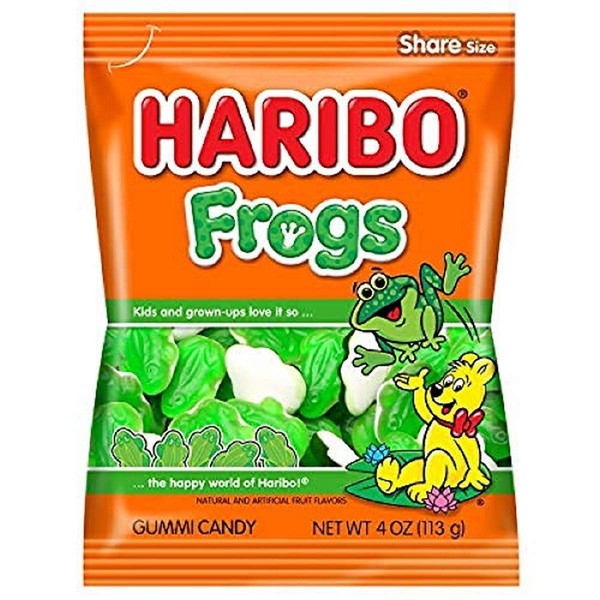 Haribo Gummie Candy, Frogs, 4 oz. Bag (Pack of 12)