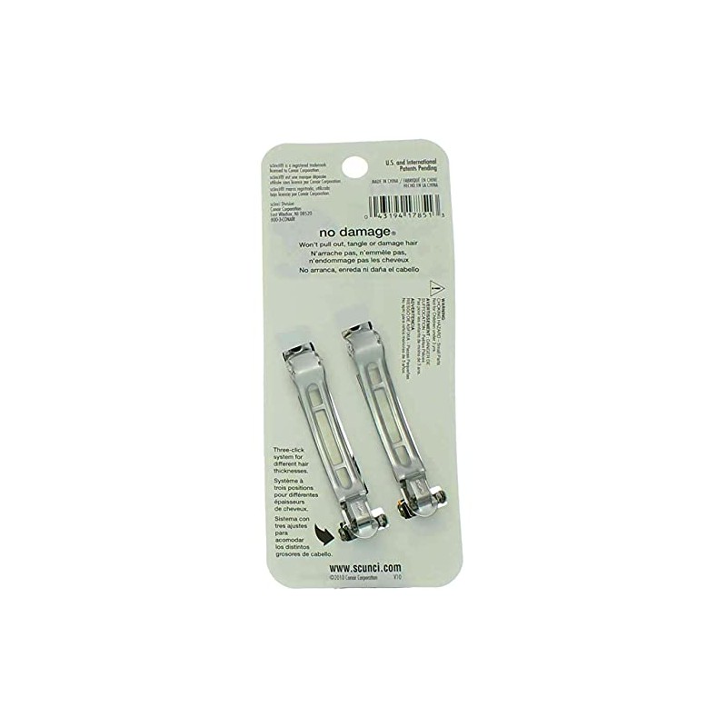 Scunci No-slip Grip Auto Clasp Barrettes, 8.5cm 6-Count