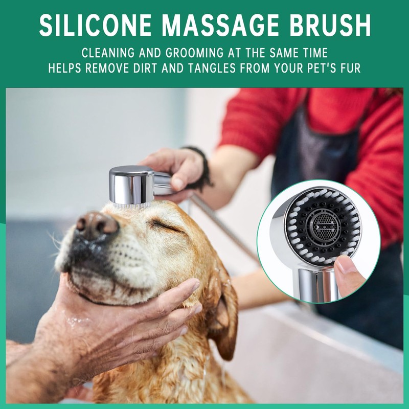 3 Mode Dog Shower Attachment, High Pressure Handheld Sprayer with