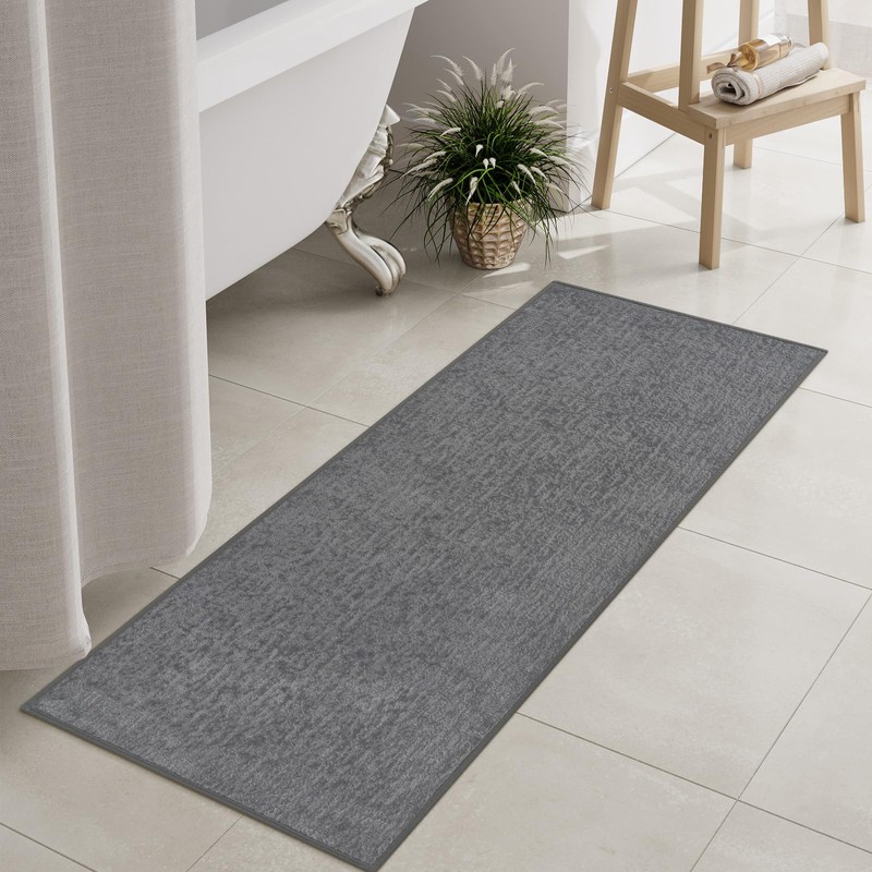 Uphome Bathroom Runner Rug, Absorbent Gray Long Bath Mat Quick