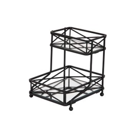 Home Details Matte Black, Cosmetic Organizer, Bathroom, Jewelry, Perfume Storage, Stylish Decor 2 Tier Sleek Vanity Tower