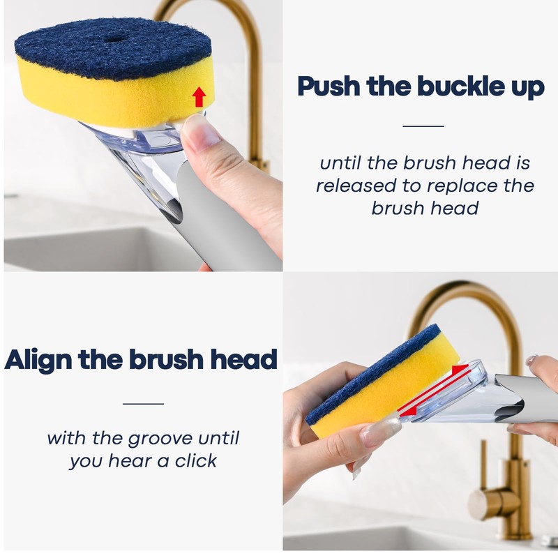 Dish Brush with Soap Dispenser Storage Set with 2 PCS