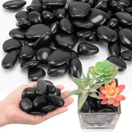 22 lbs Black River Rocks for Outdoor Landscaping – Natural Decorative Black Pebbles,Polished River Stones for Plants, Vase Fillers, Fish Tanks, and Garden Decor