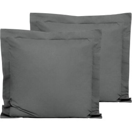 FLXXIE FLXXIE Microfiber European Pillow Shams Set of 2, Fade, Wrinkle and Shrinkage Resistant Soft Pillow Covers with Envelope Closure Euro Sham Covers (Dark Grey, 26x26 Inches)