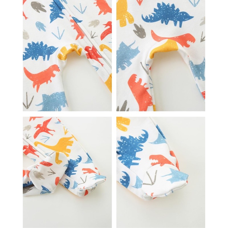 Bibimom Baby Onesie Boy Girl Zip-up Long Sleeve Footie Cotton