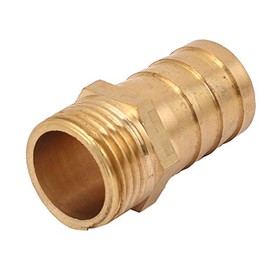 sourcingmap 1/2 BSP Male Thread 19mm Barb Hose Tubing Fitting Connector Adapter Gold Tone