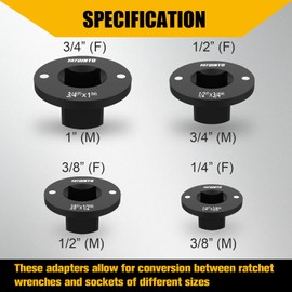 YATOINTO 4PCS Low Profile Impact Socket Adapter Set,Versatile Insert Ratchet Drive Adapter Kit,Fit Impact Guns,Power Ratchet,Wrenches,Cordless Drill,1/4 to 3/8,3/8 to 1/2,1/2 to 3/4,3/4 to 1,Black