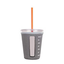 Reusable Insulator Neoprene Cup Sleeve for Iced Beverages and Coffee (Grey, Small)