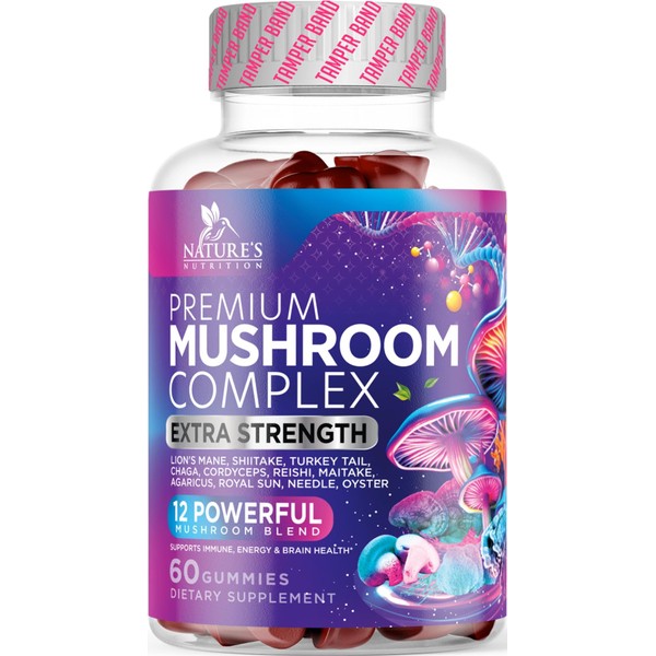 Mushroom Supplement Gummy - 12 in 1 Mushroom Complex with