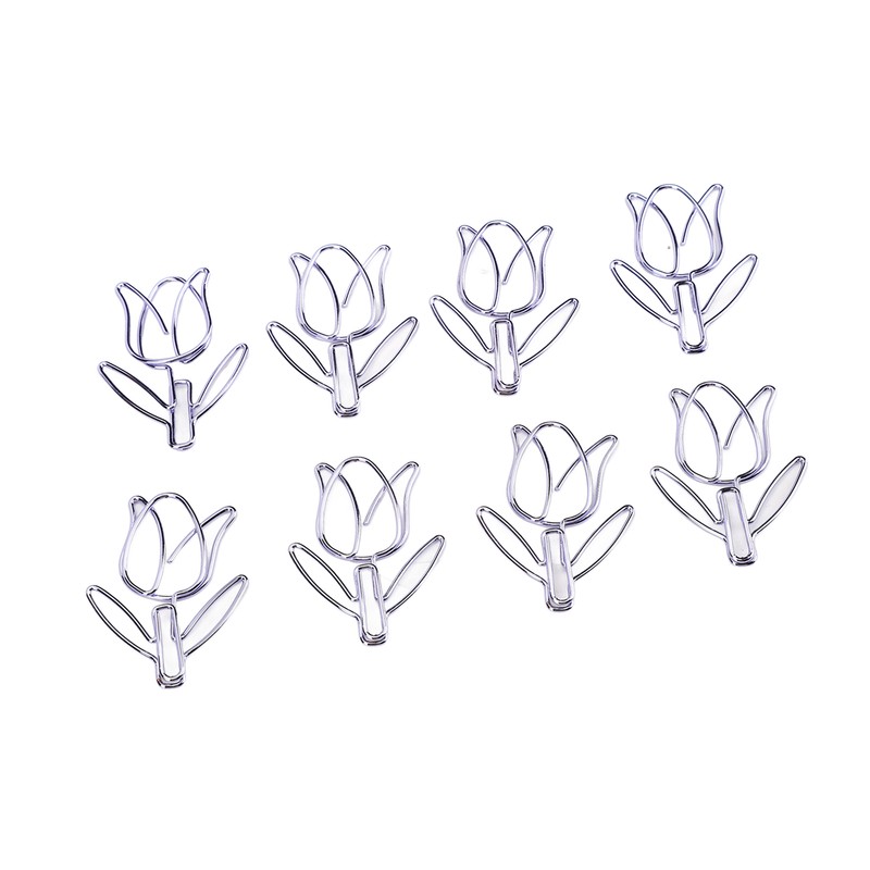50Pcs Tulip Paper Clips Cute Purple Tulip Design Durable Metal
