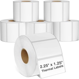 2.25 x 1.25 Thermal Labels - Printable Blank Stickers, 6000 Label Papers for Barcode, FNSKU, Mailing & Shipping Labels, Compatible with Rollo, Zebra & More Printers