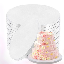CEVICANT 12 Inch Cakeboard 12 Pack, 1/2 Inch Thick Round Cake Boards, Bend Resistant & Sturdy White Cake Cardboard for Presenting Heavy/Tall Tiered Cakes, Base para Pastel