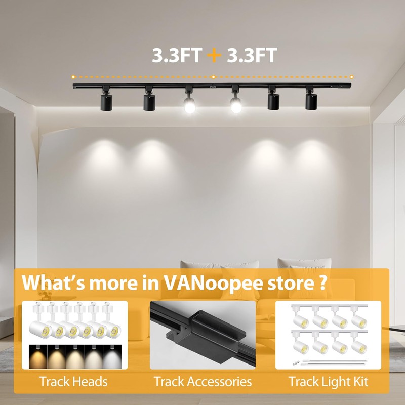 VANoopee 6.6FT H Track Lighting Rails Kit, Black