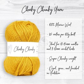 Wool Couture Cheeky Super Chunky Yarn - Super Soft Merino 100% Wool Yarn for Knitting and Crocheting Crafts, Sweaters, Blankets, and More - Mustard, 100g Ball - 1-Pack