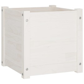 ANYCHOLE Garden Planter White 15.7"x15.7"x15.7" Solid Wood Pine,Rustic Pinewood Planter: for Gardens, Balconies, and Patios Pots, Planters & Container Accessories