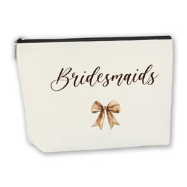 CHQIUCR Luxury Makeup Bag Gift for Bridesmaid Proposal, Bachelorette Swag, Bridal Party - Thoughtful Present Women Ladies Friend Coworker - Travel Cosmetic Organizer