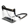 Clear Zipper Cross Body Bag with Vegan Leather Trim, Black,