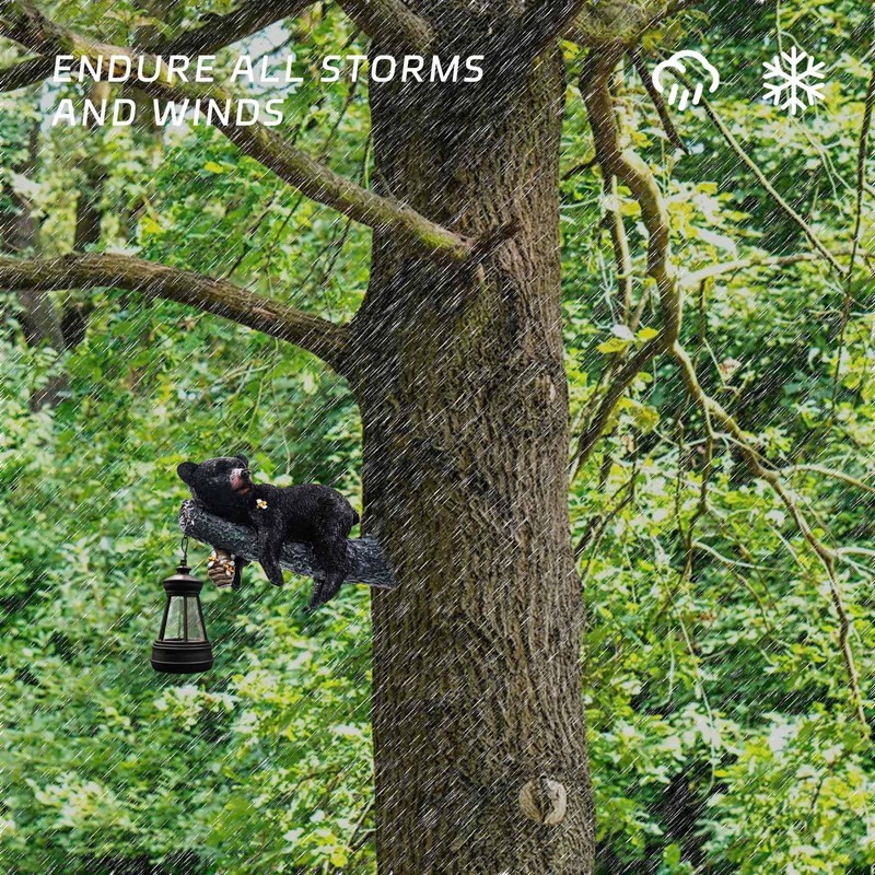 MHLLGN Solar Black Bear Tree Hugger for Outside, Animal Garden
