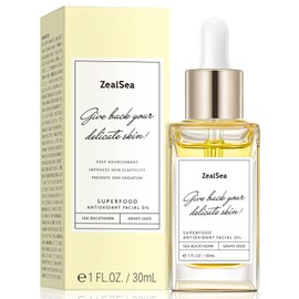 ZealSea Superfood Antioxidant Face Oil: Facial Oil with Antioxidant Rich Plant-Based Oils Hydrating Moisturizing and Smooth Dry Skin Care Gua Sha Massage Skin Therapy Oil for Women Men, 1 Fl Oz