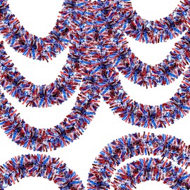 50FT 4th of July Decorations 4th of July Garland Red White and Blue Tinsel Garlands Patriotic Garlands for Holiday Celebration Party Memorial Day Independence Day 4th of July Decor