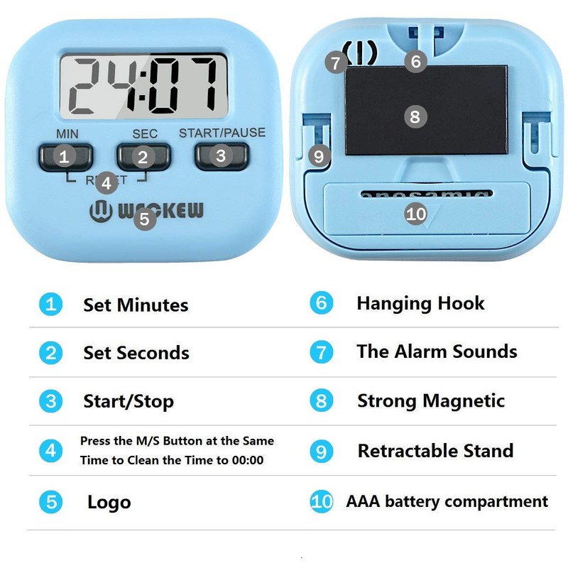 Kitchen Timer, WECKEW 2 Pack Digital Kitchen Timer Magnetic Countdown