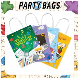 SWZMBFA 12 Pcs Math Party Bags Math Party Decorations Math Portable Gift Candy Goodie Treat Paper Bags for Math Birthday Party Supplies