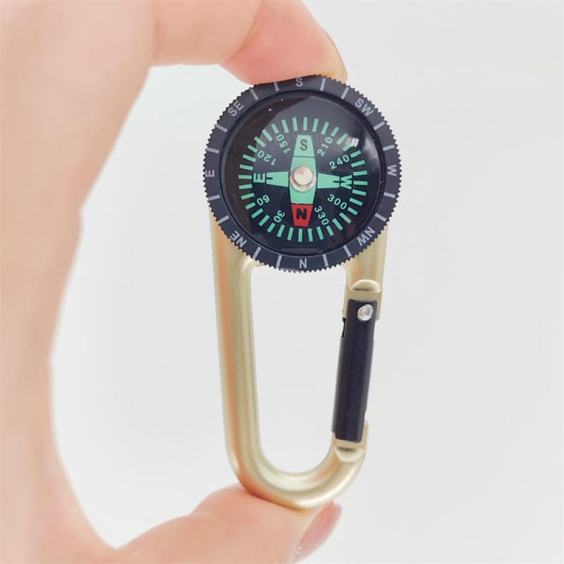 Carabiner Compass Outdoor Adventure Tools, Small Pocket-Sized Waterproof Gear, Mini
